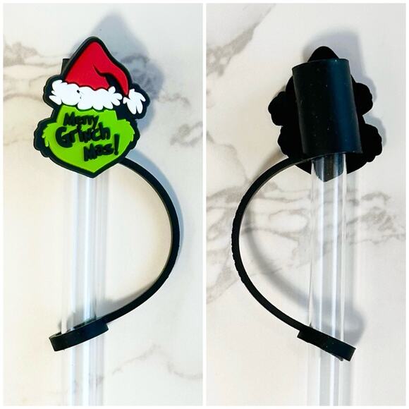 #66 Christmas Mean one Straw Topper: Silicone Straw Charm Merry Grinchmas $6 - Picture 4 of 8